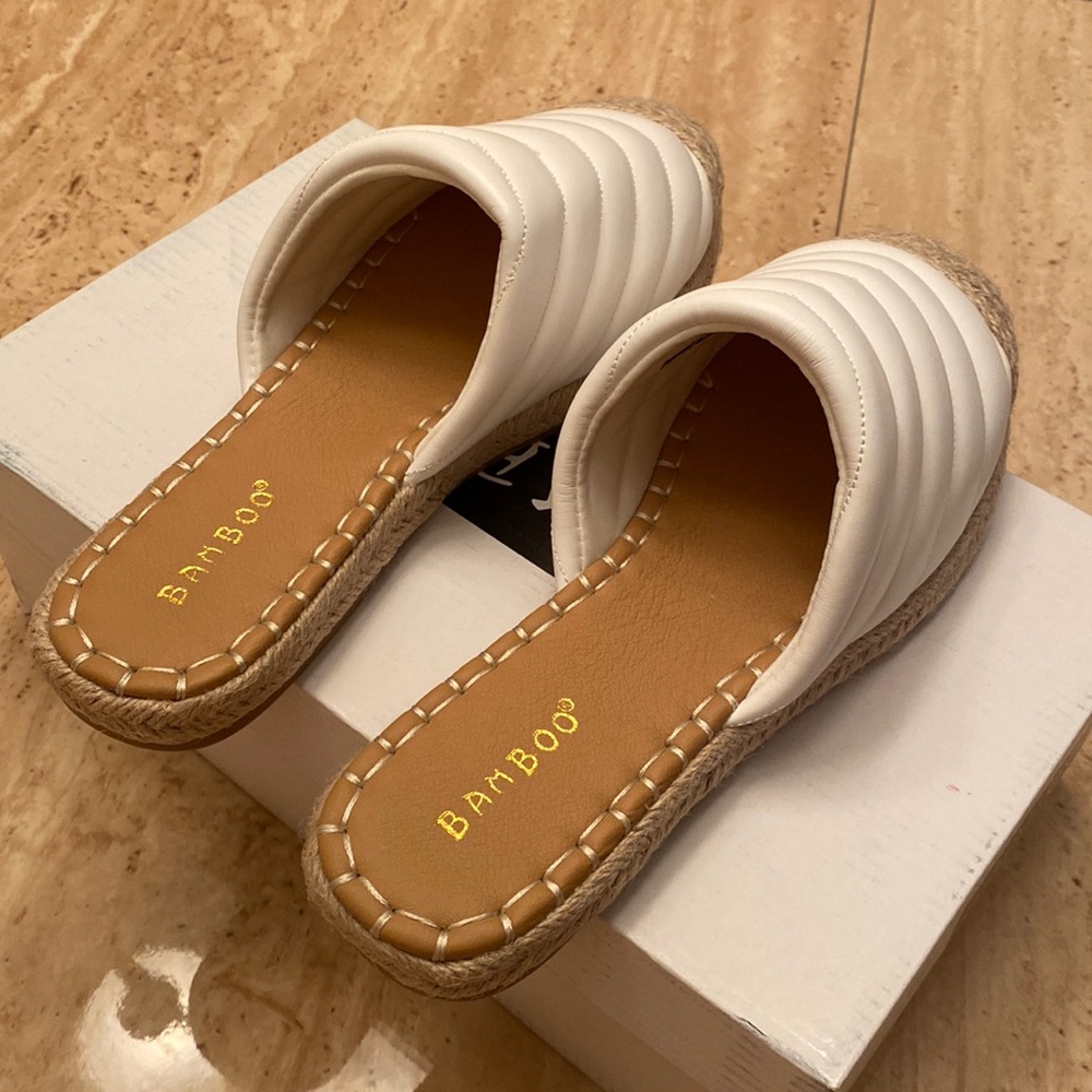 Elegant white flats Bamboo shoes for women. Never used.